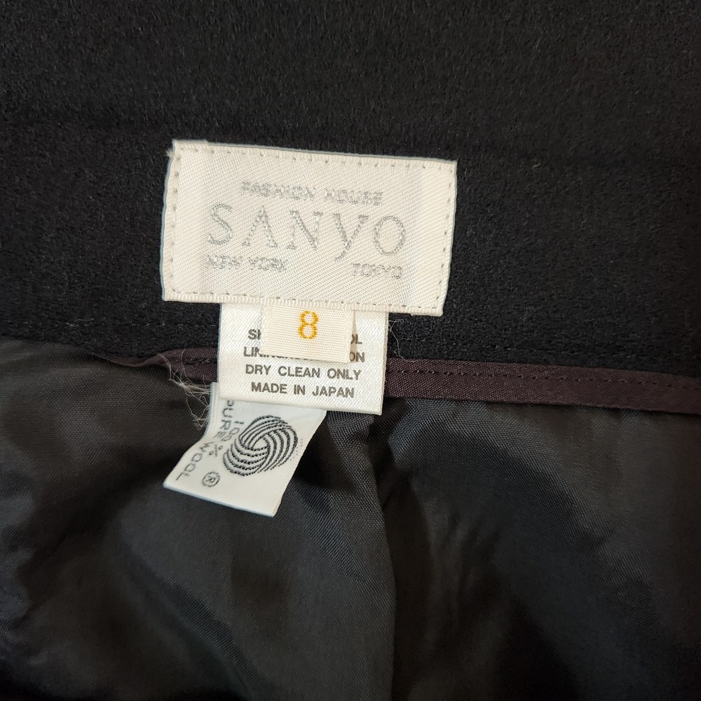 Vintage Women's Black‎ Sz 8 Sm Wool Pencil Skirt Pleated Knee Length Lined Slit - Picture 8 of 9
